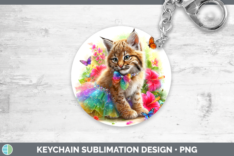 bobcat-keychain-wild-cats-rainbow-summer-sublimation-keyring