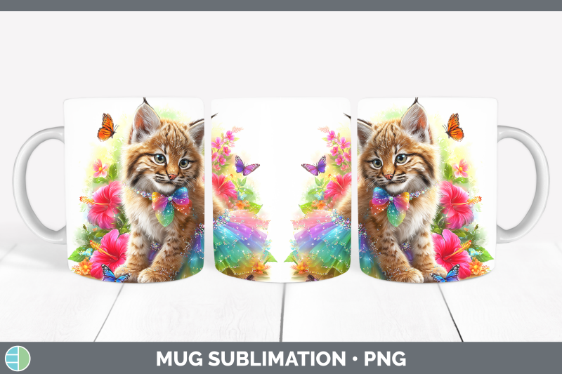 bobcat-mug-wrap-wild-cats-rainbow-summer-sublimation-coffee