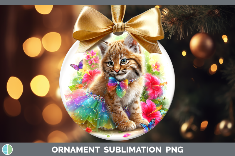bobcat-ornament-wild-cats-rainbow-summer-sublimation-bauble