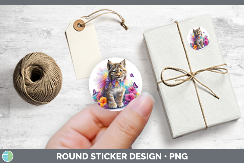 wild-cats-rainbow-summer-canada-lynx-stickers-round-labels
