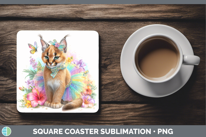 caracal-square-coaster-wild-cats-rainbow-summer-sublimation