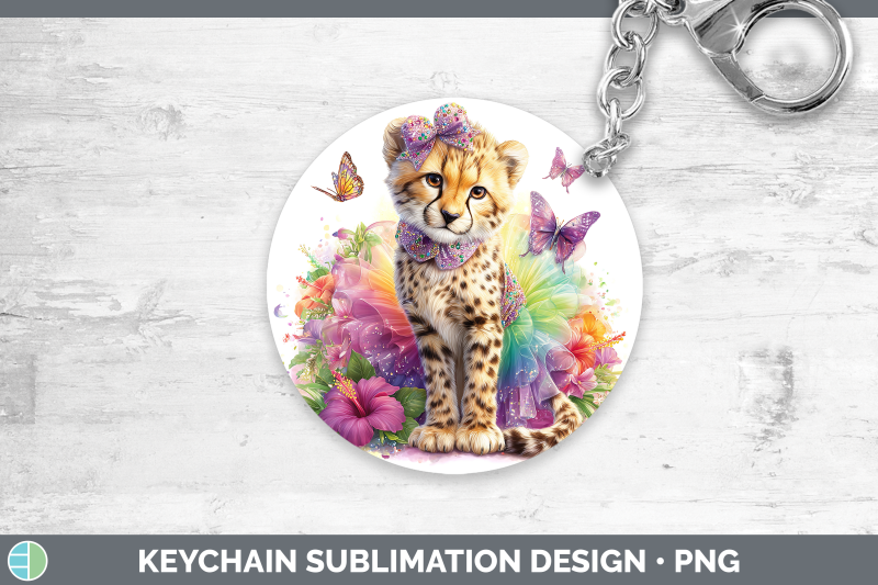 cheetah-keychain-wild-cats-rainbow-summer-sublimation-keyrin