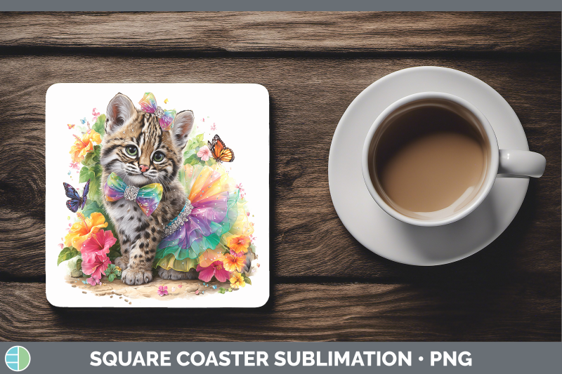 geoffroys-cat-square-coaster-wild-cats-rainbow-summer-sublim