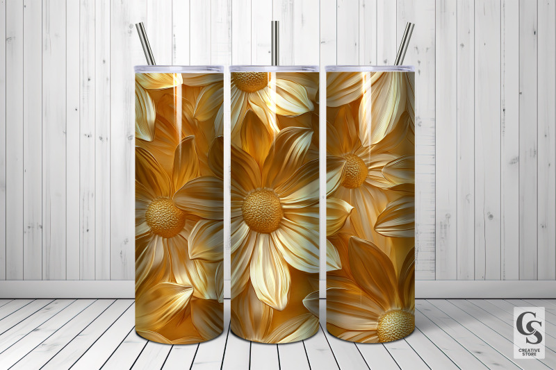 gold-daisy-flowers-seamless-patterns