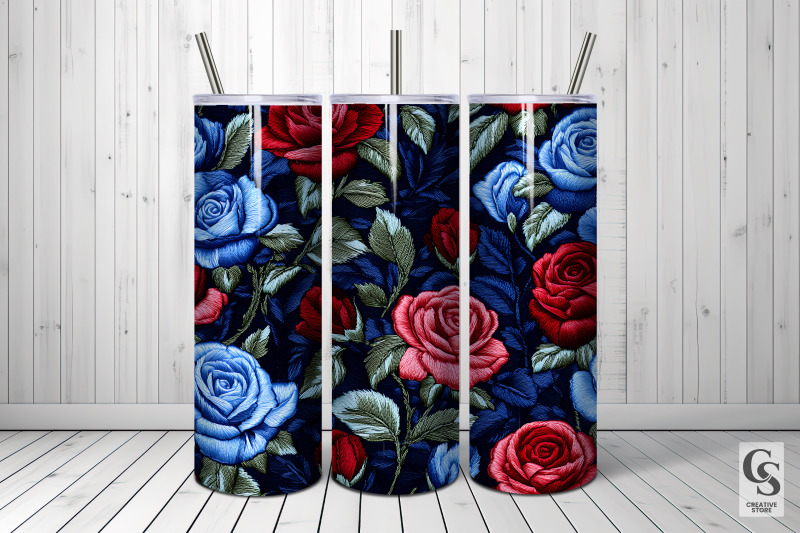 red-and-blue-rose-embroidery-seamless-pattern