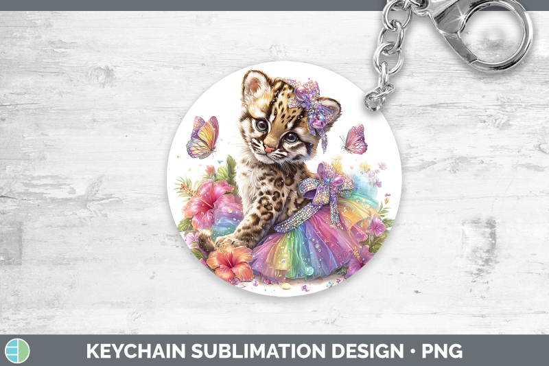 ocelot-keychain-wild-cats-rainbow-summer-sublimation-keyring