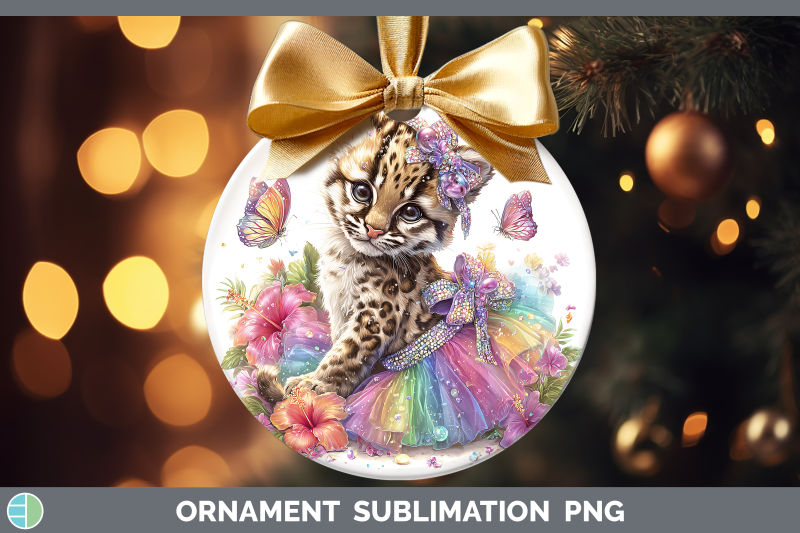 ocelot-ornament-wild-cats-rainbow-summer-sublimation-bauble