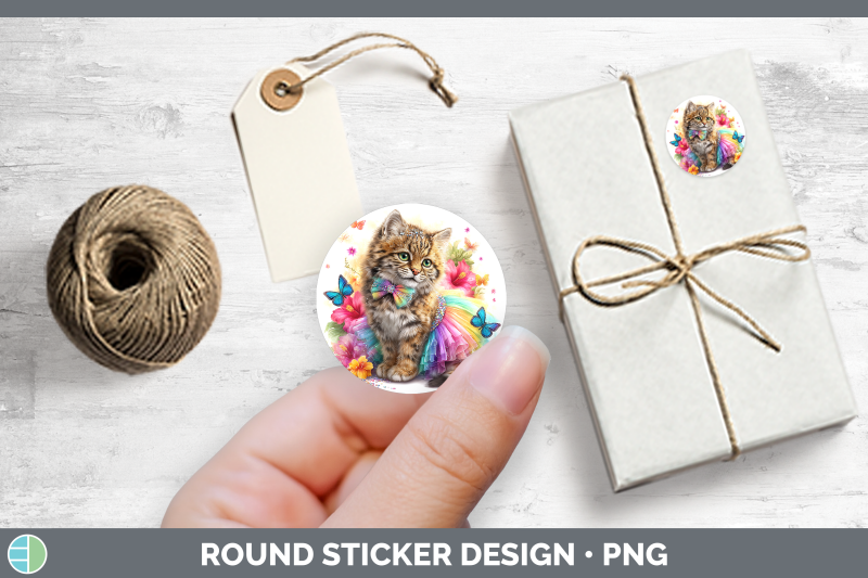 wild-cats-rainbow-summer-pampas-cat-stickers-round-labels