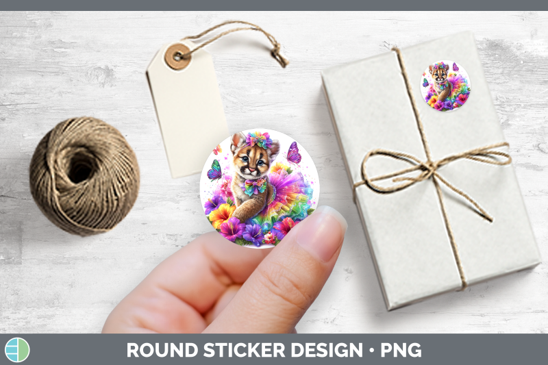 wild-cats-rainbow-summer-puma-concolor-stickers-round-labe