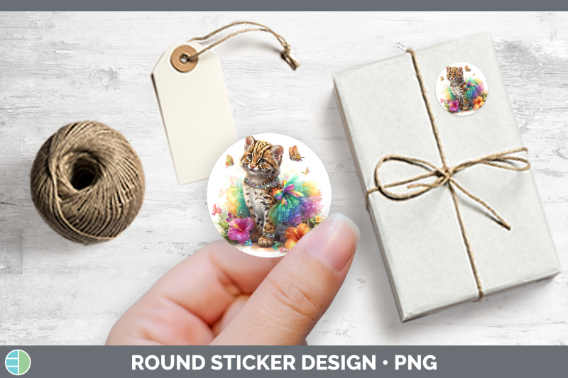 wild-cats-rainbow-summer-fishing-cat-stickers-round-labels