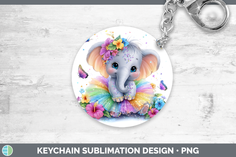elephant-keychain-safari-rainbow-summer-sublimation-keyring