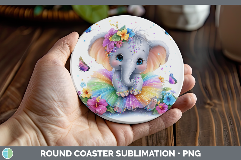 elephant-round-coaster-safari-rainbow-summer-sublimation-coa