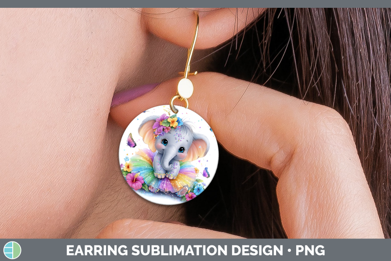 elephant-round-earrings-safari-rainbow-summer-sublimation-ea