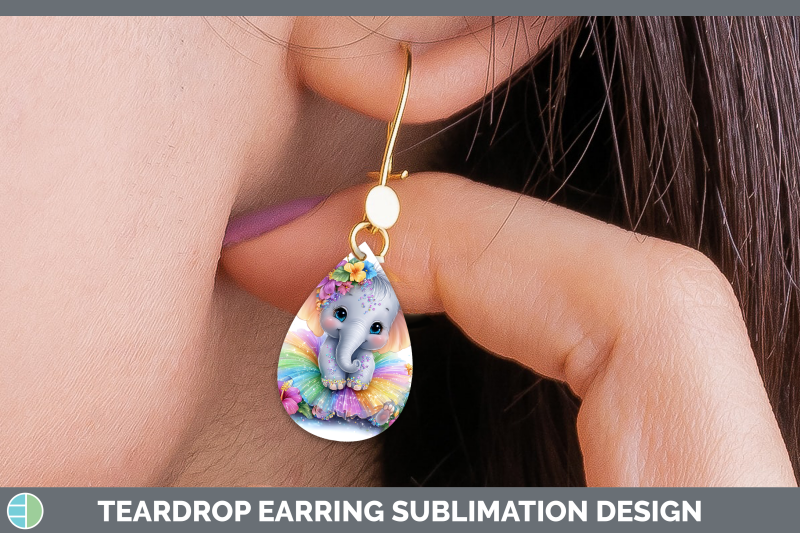 elephant-teardrop-earrings-safari-rainbow-summer-sublimation