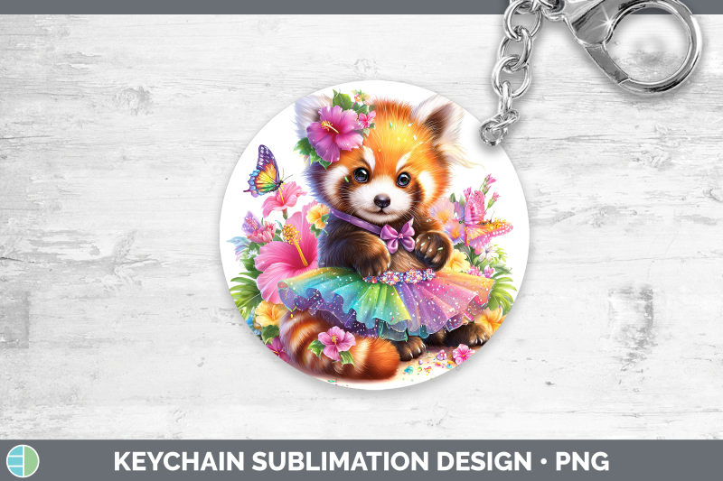 red-panda-keychain-safari-rainbow-summer-sublimation-keyring