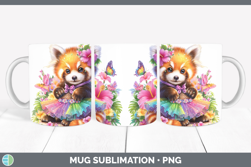 red-panda-mug-wrap-safari-rainbow-summer-sublimation-coffee