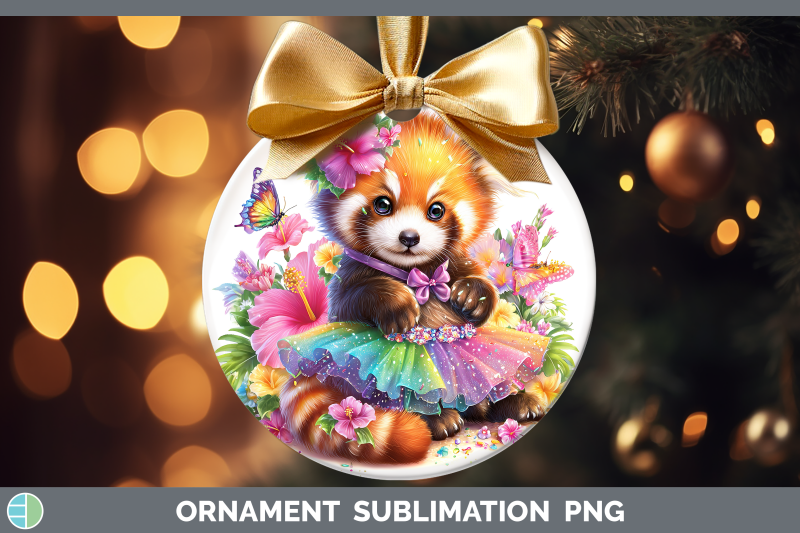 red-panda-ornament-safari-rainbow-summer-sublimation-bauble