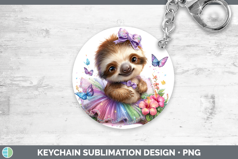 sloth-keychain-safari-rainbow-summer-sublimation-keyring-des