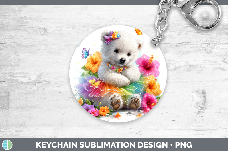 polar-bear-keychain-safari-rainbow-summer-sublimation-keyrin