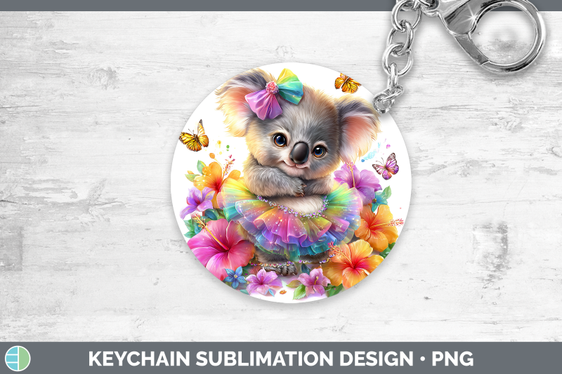 koala-keychain-safari-rainbow-summer-sublimation-keyring-des