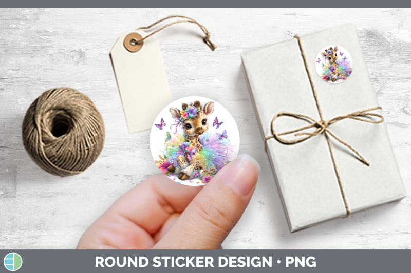 safari-rainbow-summer-giraffe-stickers-round-labels-design