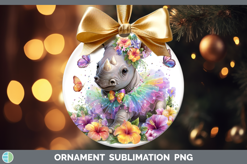 rhino-ornament-safari-rainbow-summer-sublimation-bauble-desi