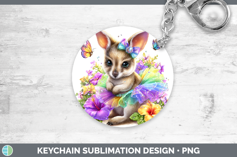 kangaroo-keychain-safari-rainbow-summer-sublimation-keyring