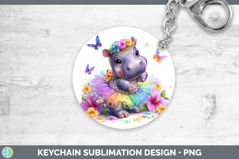 hippo-keychain-safari-rainbow-summer-sublimation-keyring-des