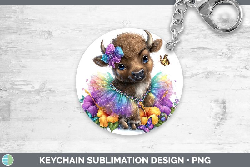 buffalo-keychain-safari-rainbow-summer-sublimation-keyring-d