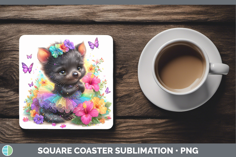 tasmanian-devil-square-coaster-safari-rainbow-summer-sublima