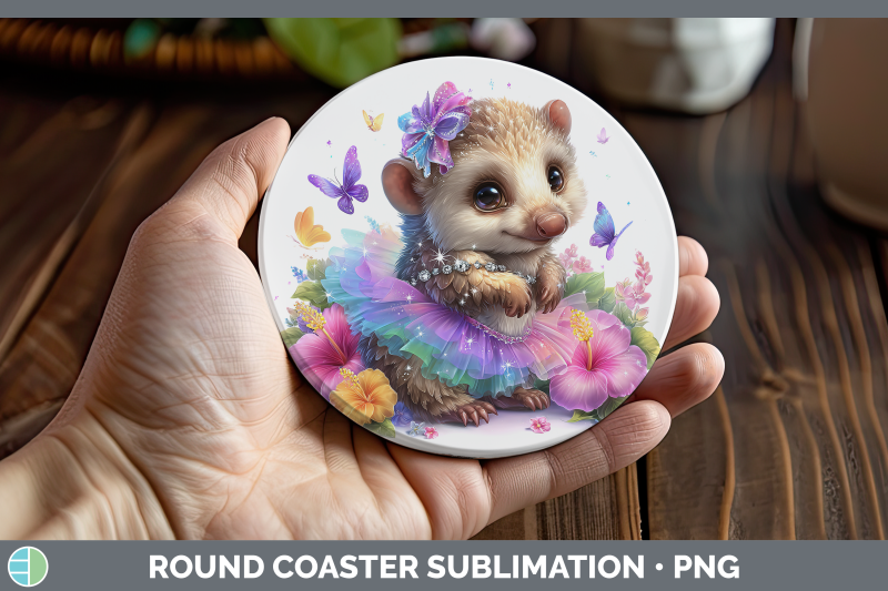 pangolin-round-coaster-safari-rainbow-summer-sublimation-coa