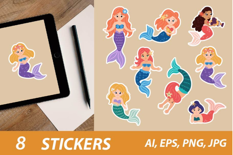 little-mermaids-printable-stickers-cricut-design