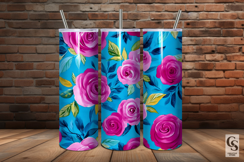 fuchsia-pink-watercolor-roses-seamless-pattern