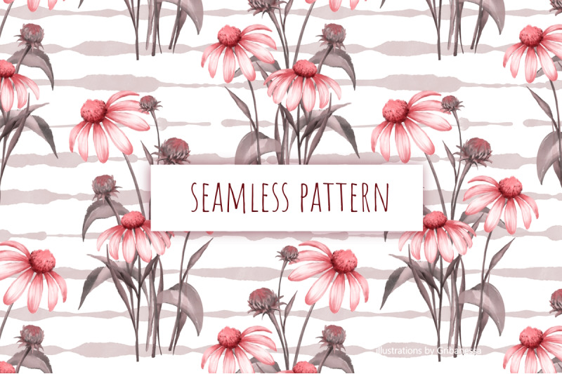 pink-echinacea-floral-seamless-pattern