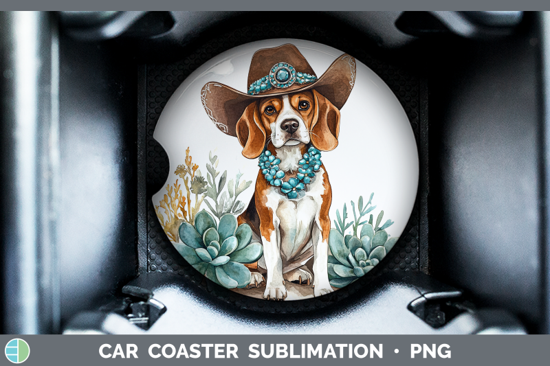 03-beagle-car-coaster-western-cowboy-dogs-sublimation-drink