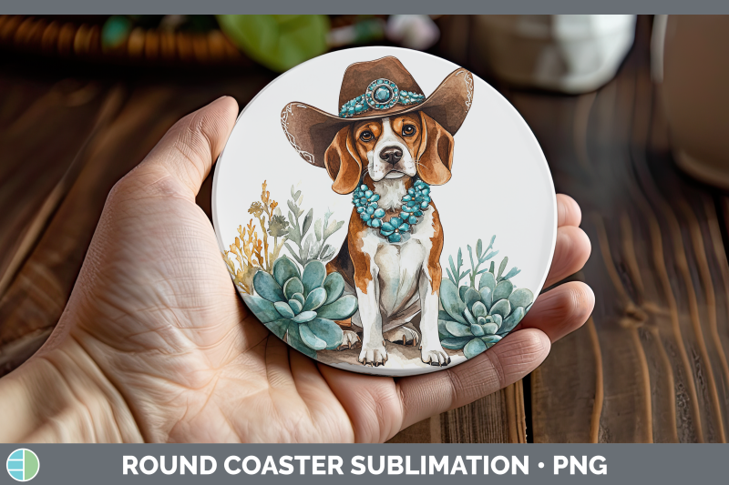 03-beagle-round-coaster-western-cowboy-dogs-sublimation-coa