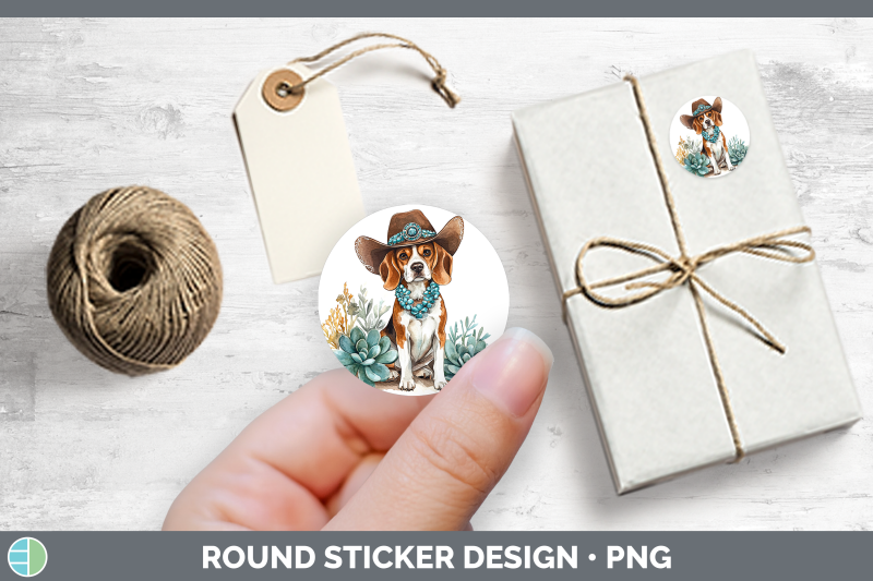 western-cowboy-dogs-03-beagle-stickers-round-labels-desig