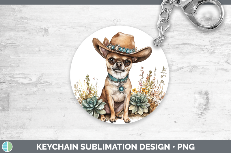 05-chihuahua-keychain-western-cowboy-dogs-sublimation-keyri