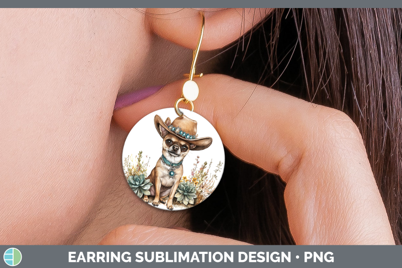 05-chihuahua-round-earrings-western-cowboy-dogs-sublimation