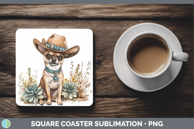 05-chihuahua-square-coaster-western-cowboy-dogs-sublimation