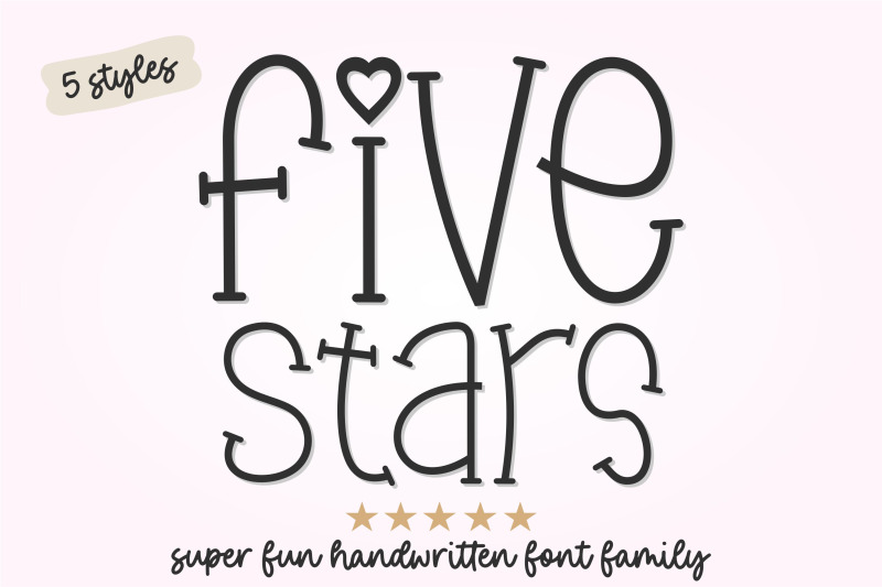five-stars-font-bundle-handwritten-quirky-serif-font