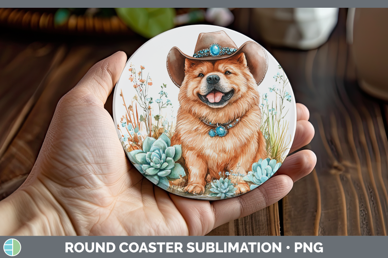 06-chow-chow-round-coaster-western-cowboy-dogs-sublimation