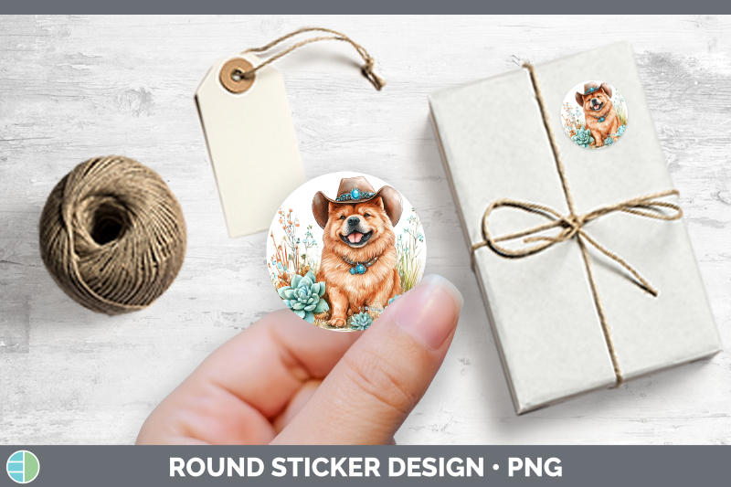 western-cowboy-dogs-06-chow-chow-stickers-round-labels-de