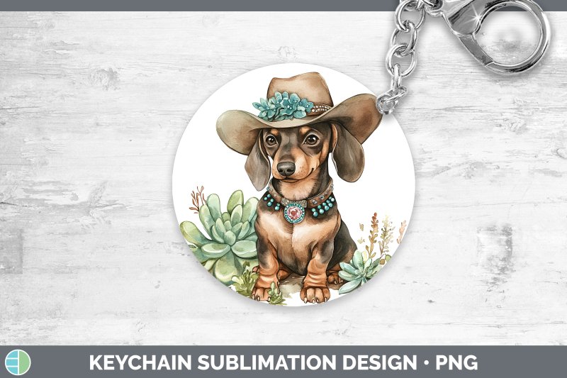 07-dachshund-keychain-western-cowboy-dogs-sublimation-keyri
