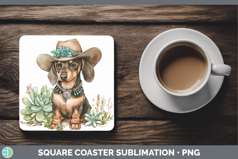 07-dachshund-square-coaster-western-cowboy-dogs-sublimation