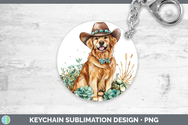 09-golden-retriever-keychain-western-cowboy-dogs-sublimatio