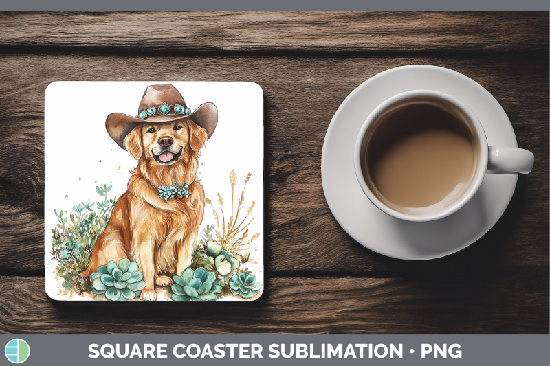 09-golden-retriever-square-coaster-western-cowboy-dogs-subl