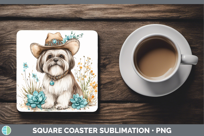 lhasa-apso-square-coaster-western-cowboy-dogs-sublimation-dr