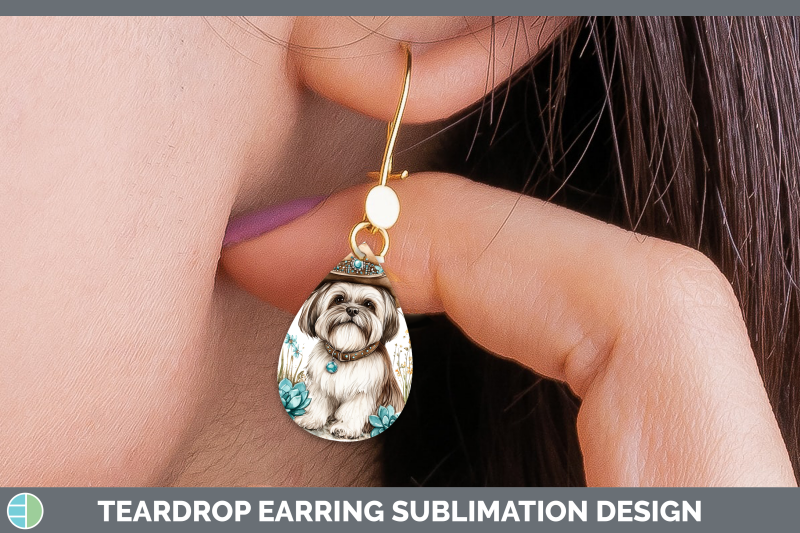 lhasa-apso-teardrop-earrings-western-cowboy-dogs-sublimation