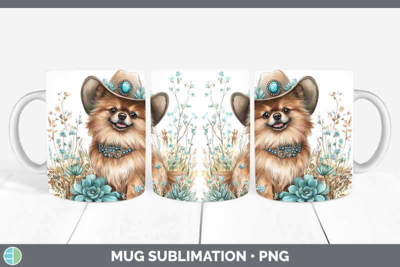 pomeranian-mug-wrap-western-cowboy-dogs-sublimation-coffee-c